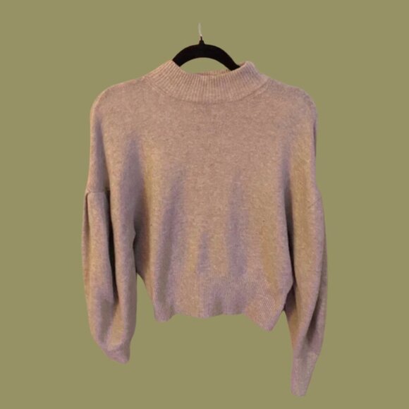 Buffalo David Bitton Taupe Turtleneck with Balloon Sleeves • XS - Picture 2 of 8